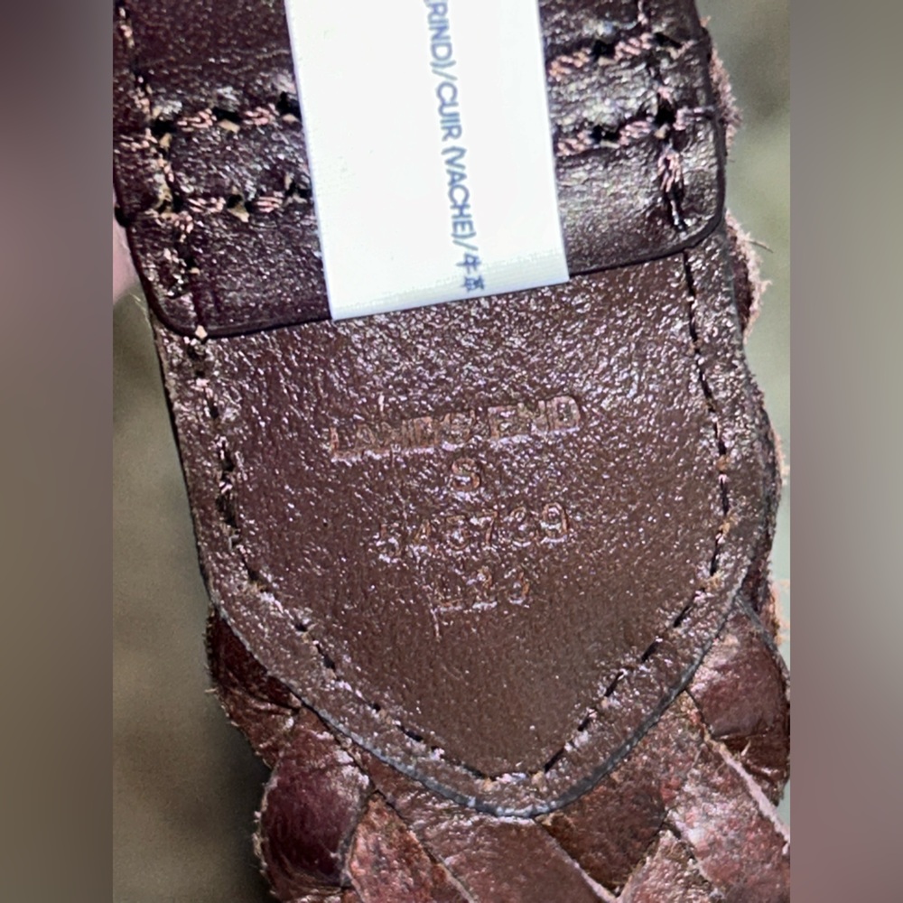 Lands End braided leather belt size S small 28-30 1.25 inches wide 37” long - Picture 4 of 4